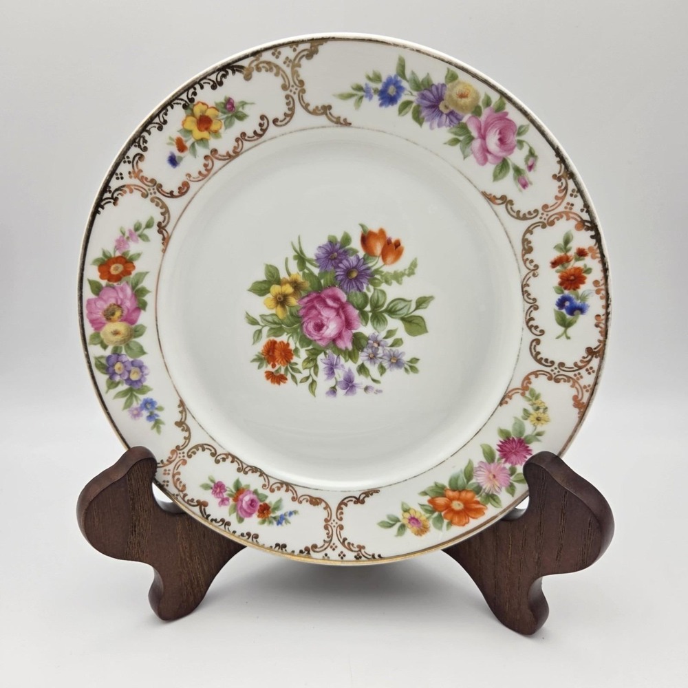 3 Rosenthal Selb Bavaria Dresden Flowers Bread Plates 6.75 Inch 1924 Germany - Picture 4 of 7